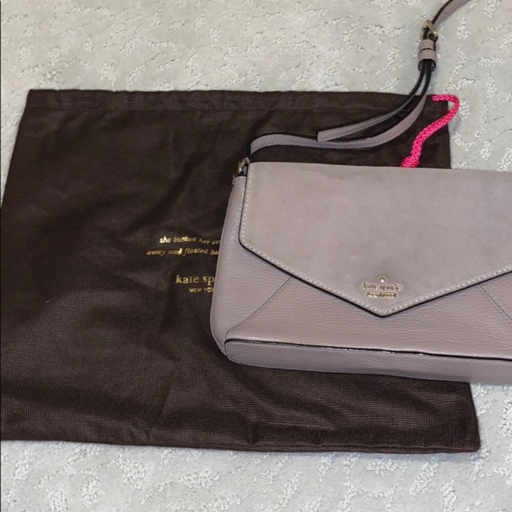 Kate Spade Grey Suede and Leather Crossbody Bag